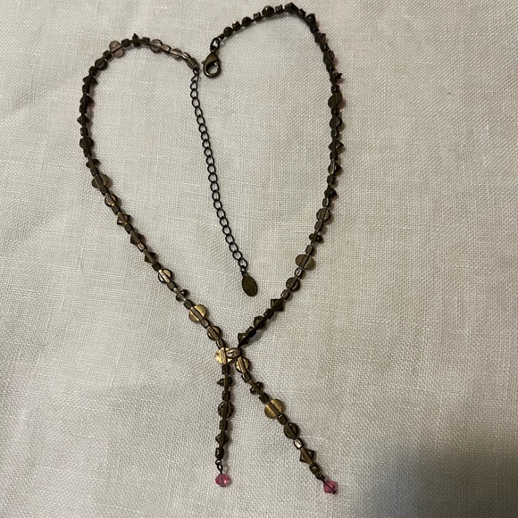 Vintage Sorrelli Pink Y Rhinestone Necklace - Picture 3 of 8